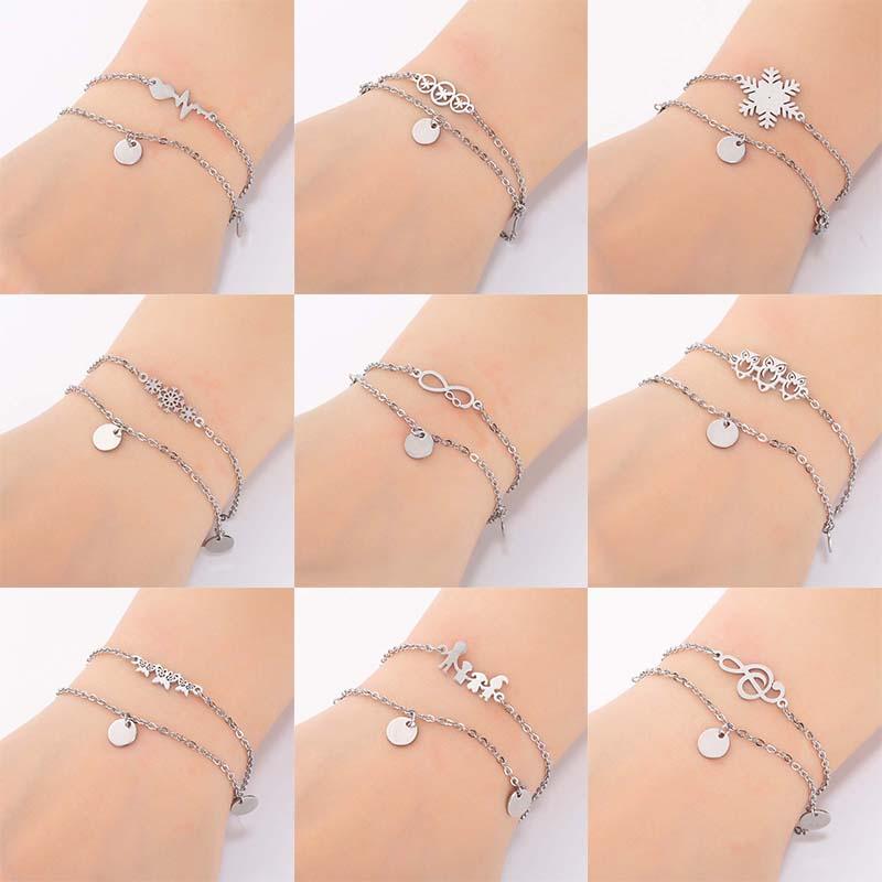 

FENGLI Double Layer Round Bracelet Elephant Butterfly Family Chain Bracelets Wanderlust Hiking Jewelry Snowflake Forever Bangle