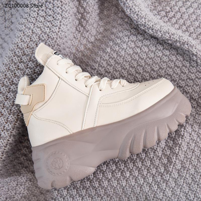 

Autumn Winter Women Ankle Boots 2020 Fashion Ladies Platform 6cm High Wedges Leather Casual Shoes Woman Chunky Shoes1, Beige