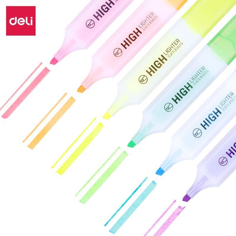

DELI S628 Highlighter Pen Markers 6 color high lighter cute writing drawing marking note pens school office supply1