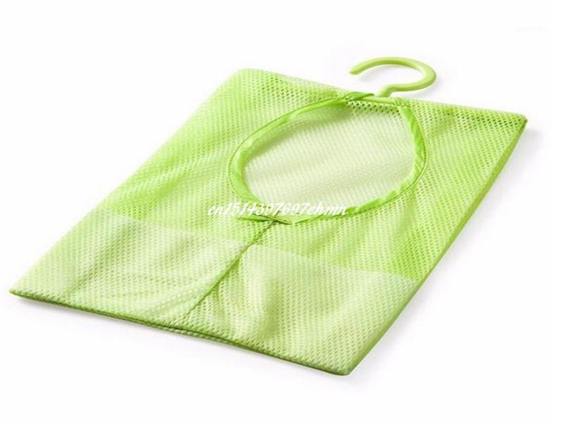 

100pcs/ot 26*30cm Hanging Mesh Storage Bag Clothes Toy Organizer Laundry Hook Underwear Kitchen Bathroom Dry Practical Pouch1