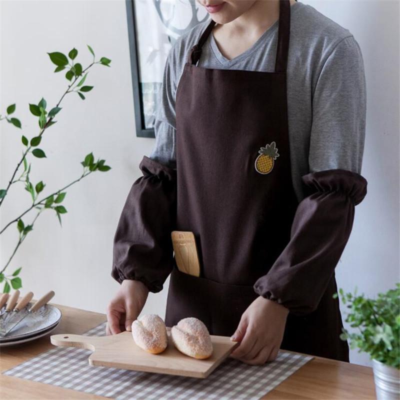 

Embroidered Apron Kitchen Overalls Coffee Shop Chef Adult Creative Cooking Waist Home Female Apron Kitchen Cleaning Accessories
