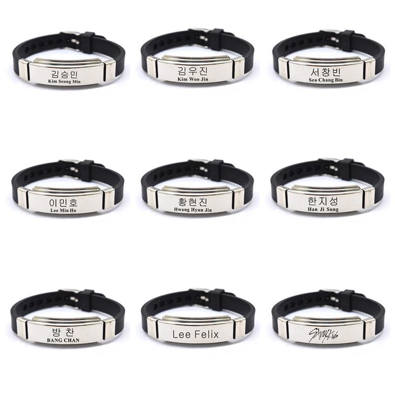 

KPOP Stray Kids I Am WHO Member Signature Silicone Stainless Steel Bangles Bracelet Women Men Jewelry Pulseras