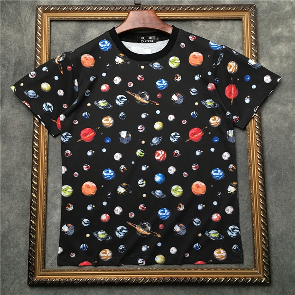 

Summer Short Sleeve T-shirt Men 2021 New Round Neck Cotton Bottoming Tshirt Loose Trend Printing Shirt Rh25, Black