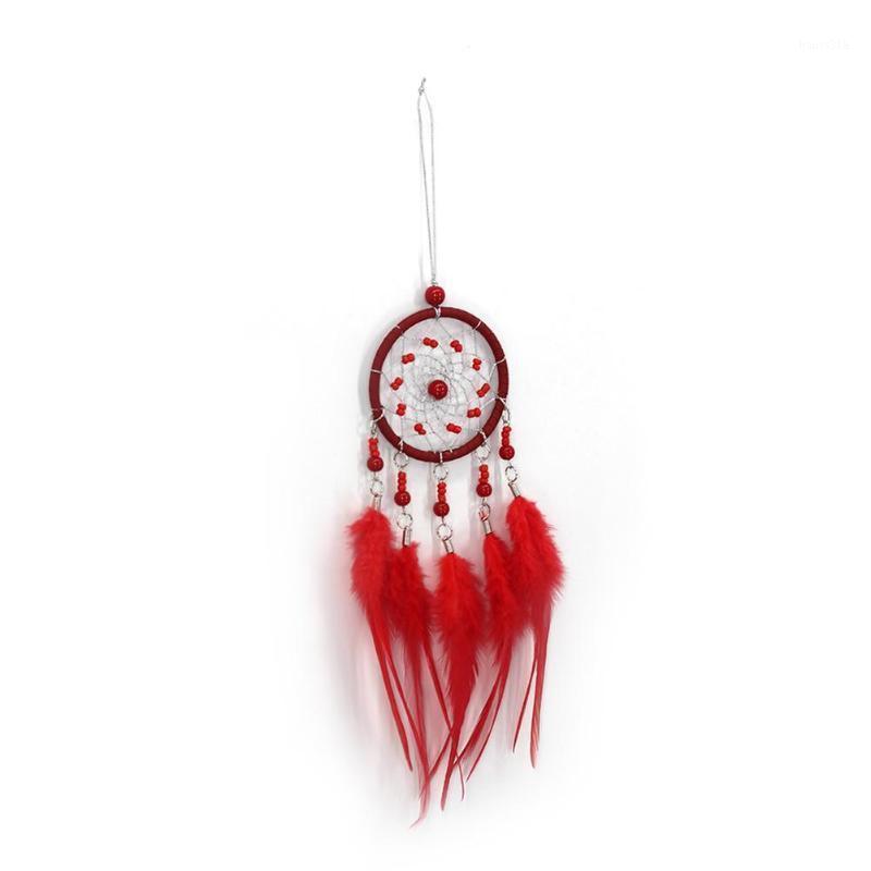 

Red Feathers Dreamcatcher Beads Handmade Craft Retro Dream Catcher Net Home Car Hanging Decoration Wedding Valentine Day Gift1