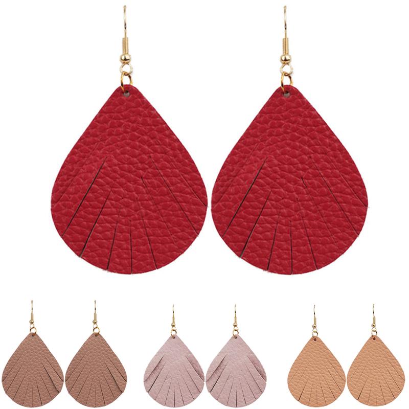 

Cpop Pink Water Drop Genuine Leather Earrings for Women Fashion Teardrop Earrings Leather Jewelry Elegant Accessories Gifts 2020