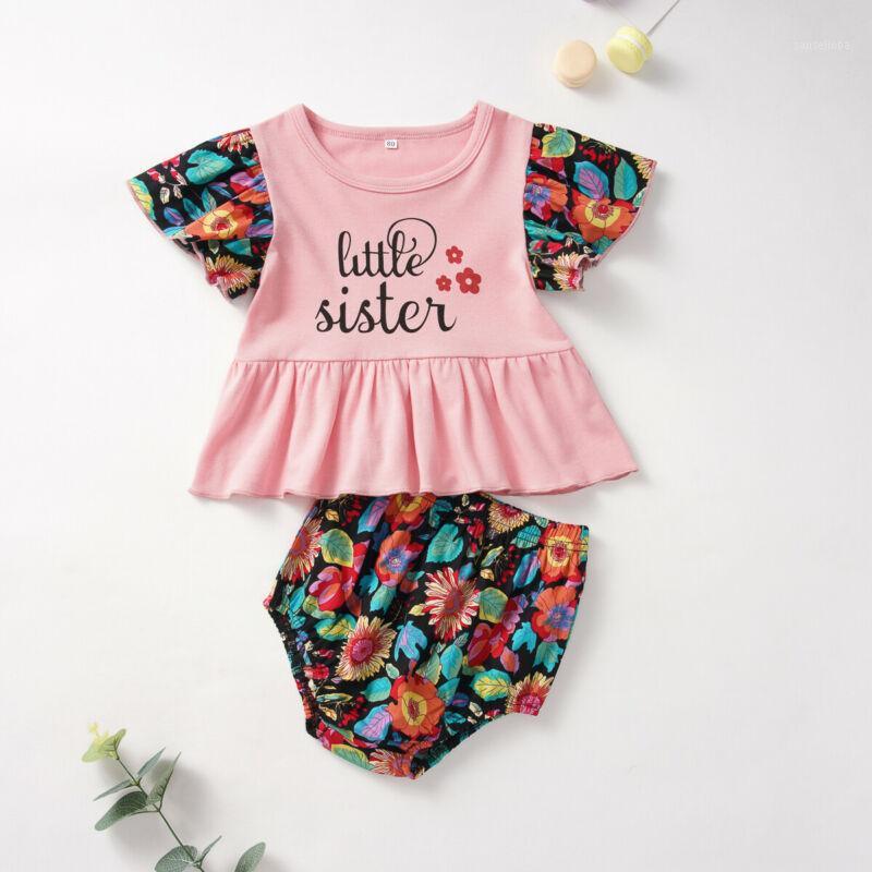 

2020 new Fashion Newborn Baby Girl Clothes sets Flower Printed Tops Short Pants Summer Outfits1, As pic