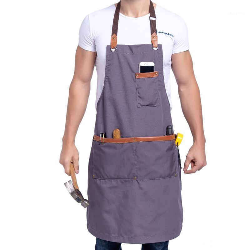 

Cooking Canvas Kitchen Apron For Woman Men Adjustable Chef Bib Apron Cafe Shop Pinafore Baking Restaurant Overalls Custom1