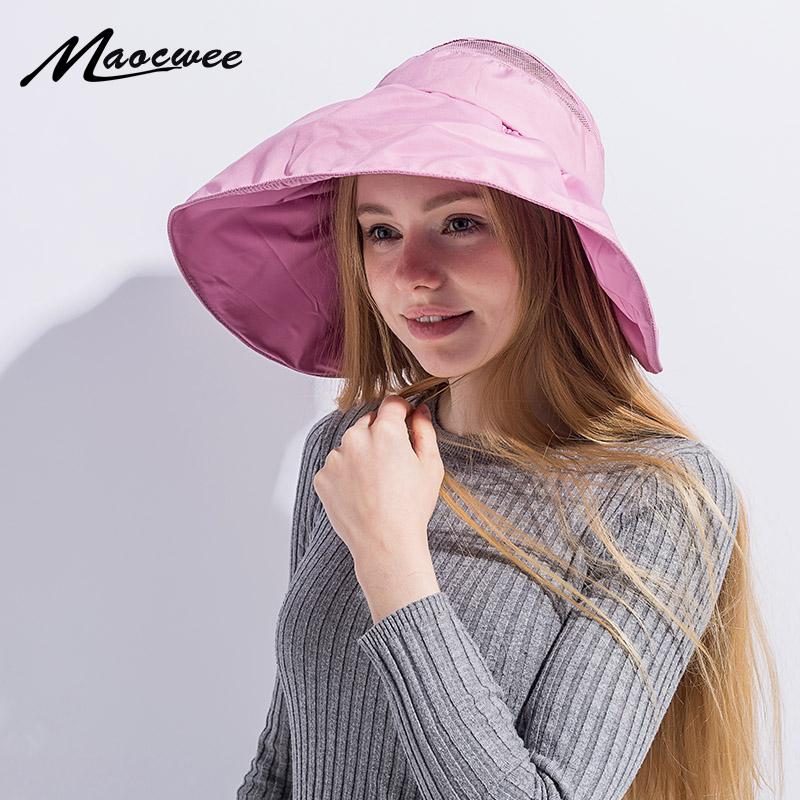 

Wide Brim Hats Sun For Women Visor Female Summer Empty Top Hat Solid Unisex Sombrero Cap UV Woman Beach Headwear