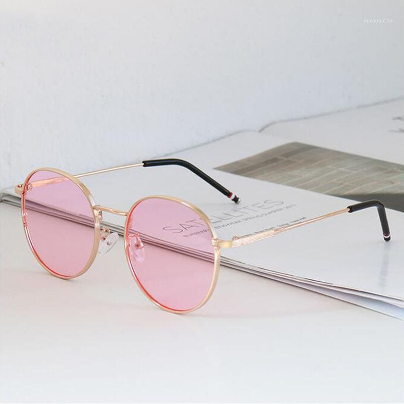 

DOKLY 2020 New Fashion Pink Round Sunglasses real UV400 Women Sunglasses vintage sunglass round Pink lens1