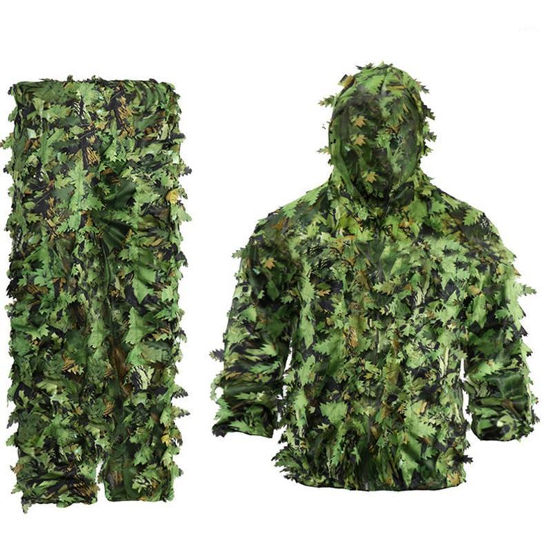 

Sticky Flower Bionic Leaves Camouflage Suit Hunting Ghillie Suit Woodland Camouflage Universal Camo Set1, Green