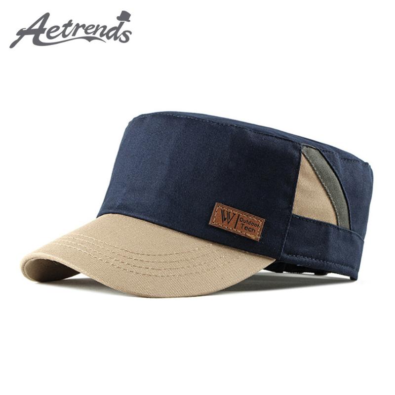 

AETRENDS] Patchwork Colors Cap Cadet Army Hat with Adjustable Strap Flat Top Baseball Golf Cap for Men Z-10052, Khaki