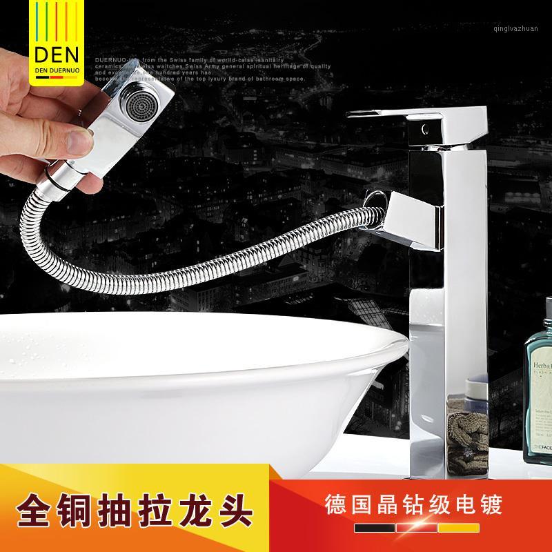 

Copper pull type cold hot water basin stretching basin shrinking stage bathroom cabinet square leading Shampoo1