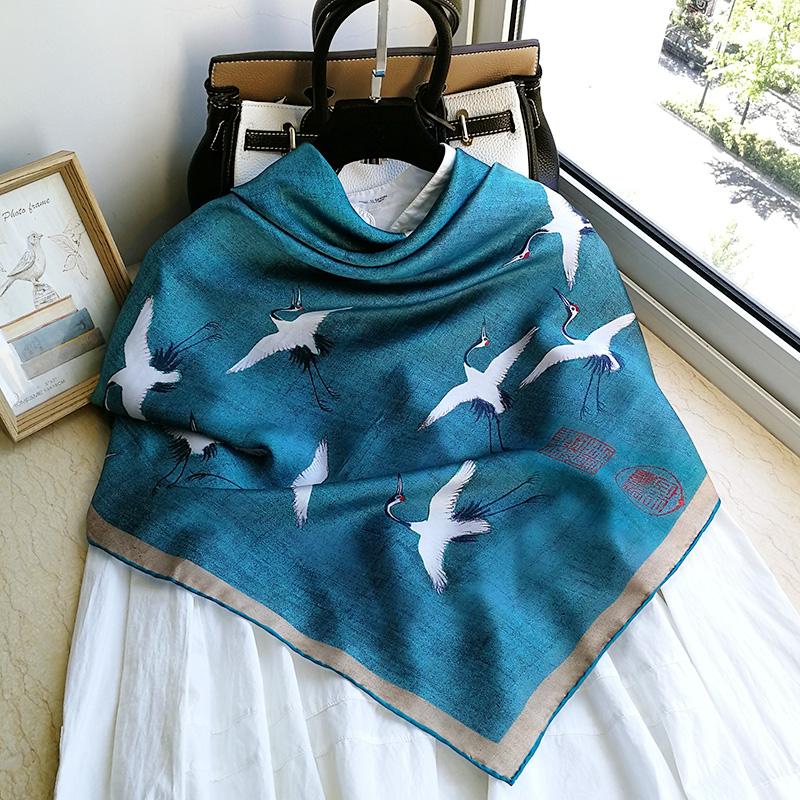 

Women's 100% Pure Silk 12mm Satin Printed Big Square Scarf Wrap Kerchief 108cm 42.5" WJ018