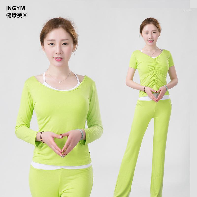 

Modal Korean-style Yoga Three-piece Set Spring and Summer New Style Sports Fitness Clothing Suit Wholesale Gift Chest Pad1, Light blue long sleeve