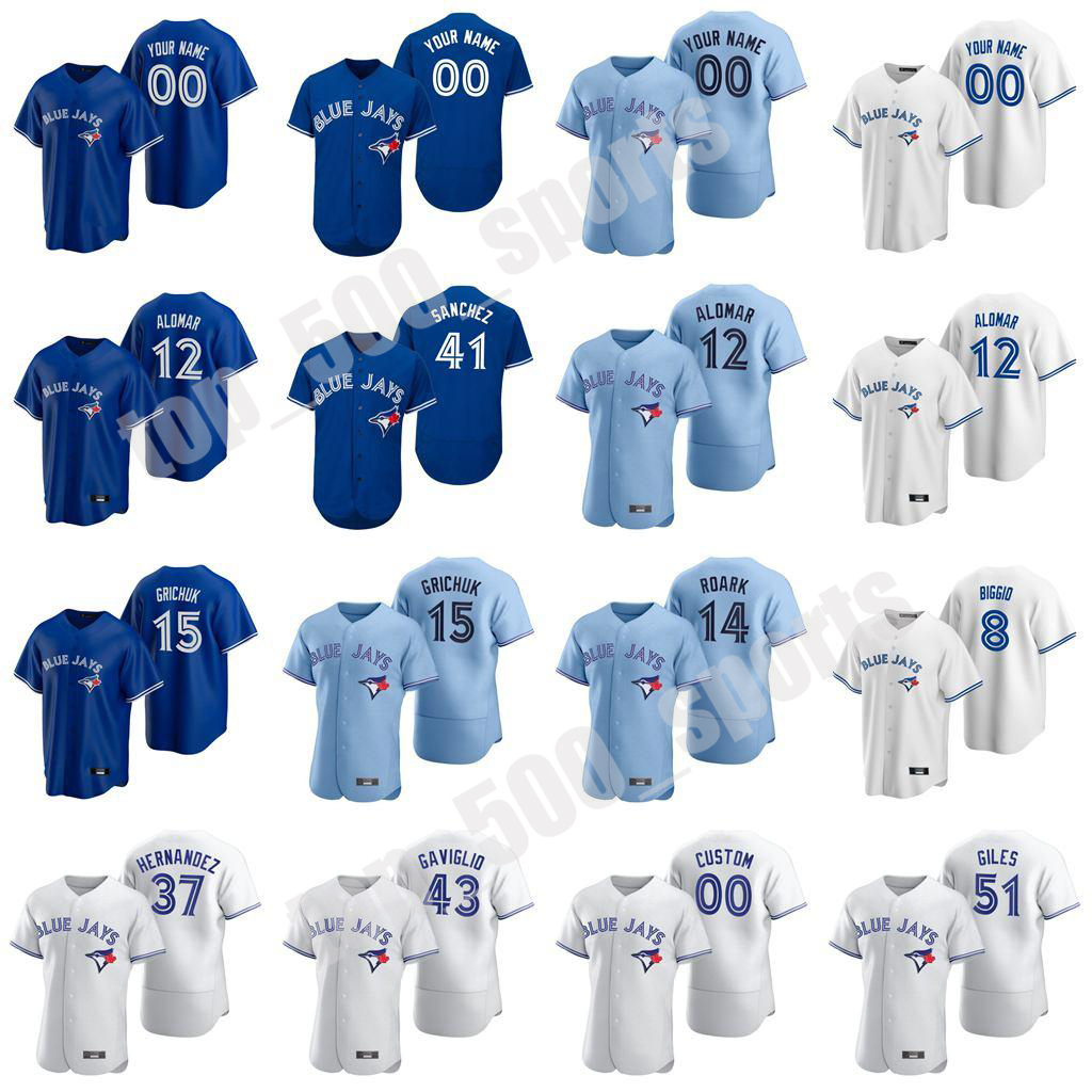 

2020 Toronto Hyun-Jin Ryu Vladimir Guerrero Jr. Randal Grichuk Cavan Biggio Tanner Roark Bo Bichette Ryan Borucki Jersey, Blue;black