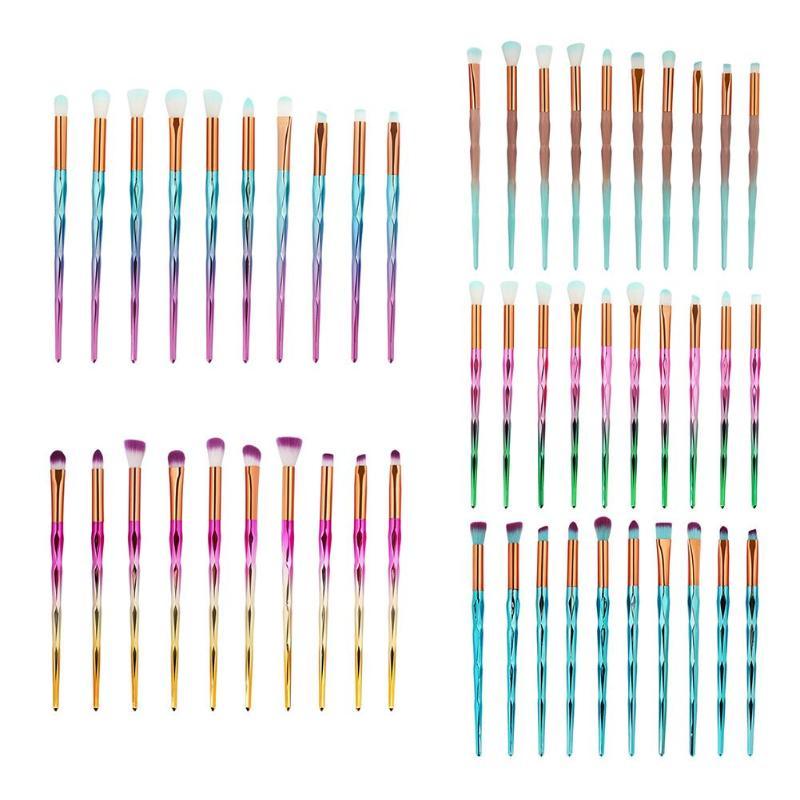 

10pcs 3D Rainbow Diamond Makeup Brushes Set Eyebrow Eyeshadow Brush Facial Foundation Cosmetic Makeup Brush Kit