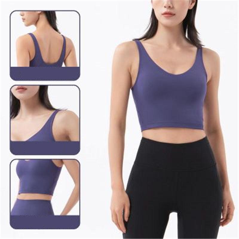 

Women Gather Yoga Vest Fashion Trend V-neck Sexy Back Sports Vest Skinny Short Tops Designer Female New Fitness Underwear Shockproof Bra, Pink