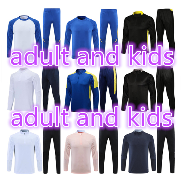 

2122 men pink tracksuit kids football training wear 21 22 blue Soccer Sets jogging kit
