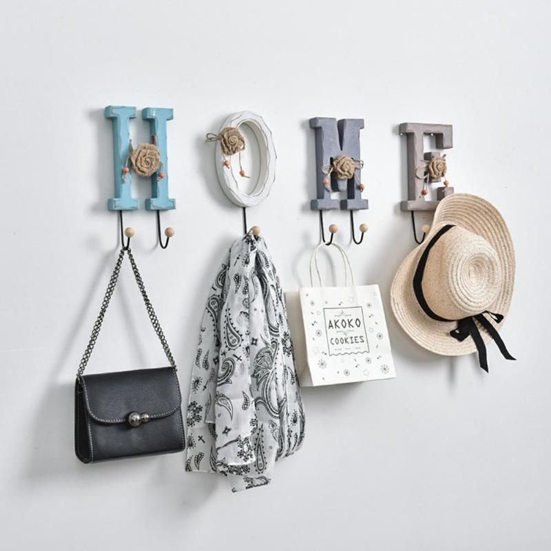 

4pcs/pack Wall Hanging Key Hooks Alphanumeric Wall Hanging Coat Decoration Hanger Home Storage Hooks Ofr Clothes Key