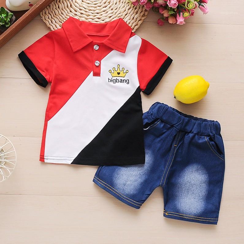 

Baby Boy Summer Clothing Set Hight Quality Fashion Cotton T-shirt +denim Shorts 2pcs Kids Boys Outfits for Toddler Tracksuit1, Sky blue