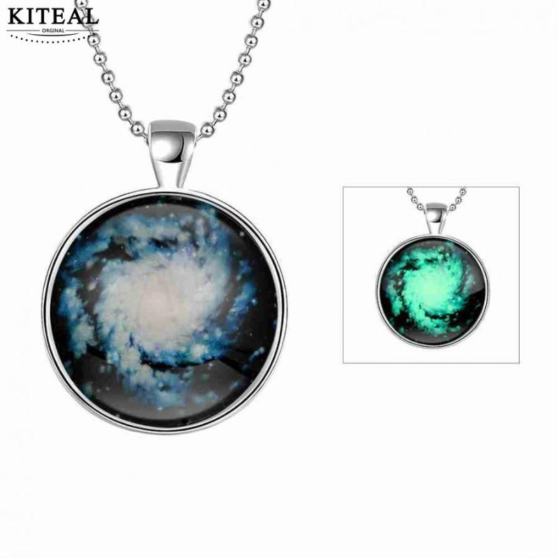 

KITEAL Hot Gift Nightlight jewelry Clear Neuter pendant necklace vortex glow in the dark collane Gift for her
