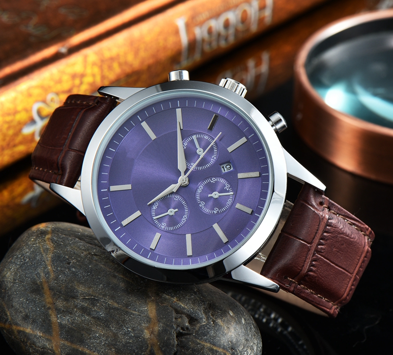 2021 Three stitches luxury mens watches Quartz Watch high quality Car mark series Top Brand calendar function leather belt Men fashion accessories