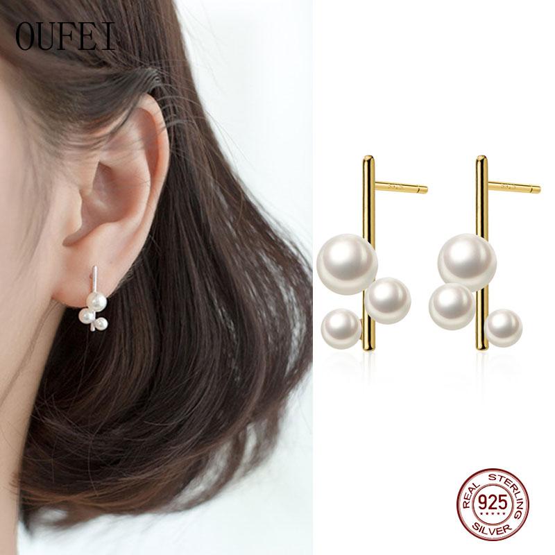 

OUFEI Pearl Earrings For Women 925 Sterling Silver Drop Earrings Simple Fine Jewelry 925 Silver Accessories Girl Gift