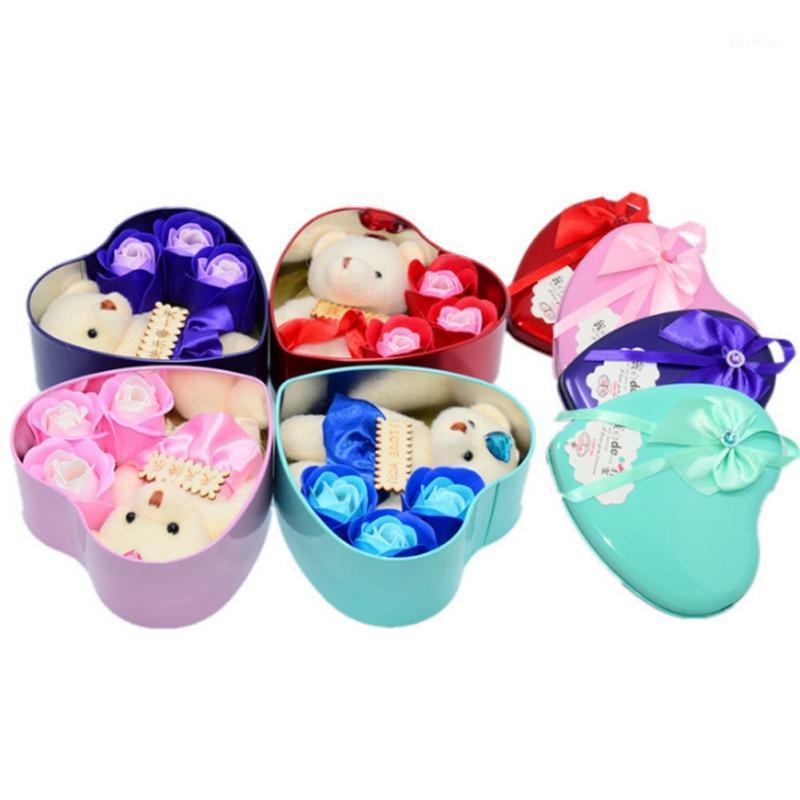 

Soap flower gift box Heart shaped artificial rose/Bear Valentine's Day creative gifts For girls Home Decoration wedding u30021