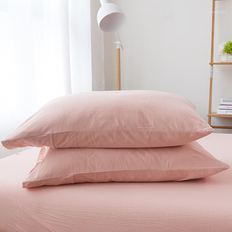 

Pure Cotton Pillowcase Simple Japanese Style Good Solid Color Single Knitted Cotton Pillowcase Pair Soft Comfortable Pillow Case1, Pink