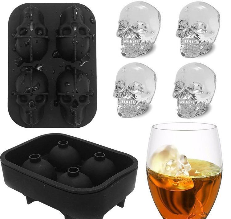 

Cavity Skull Head 3D Mold Skeleton Skull Form Wine Cocktail Ice Silicone Cube Tray Bar Accessories Candy Mould Wine Coolers GH184