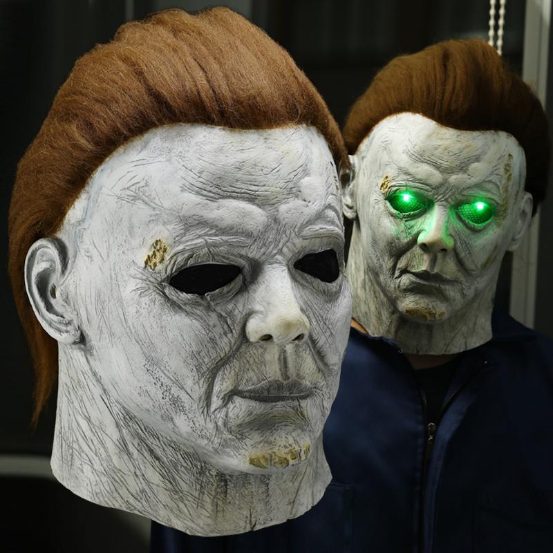 

Horror Michael Myers LED Halloween Kills Mask Cosplay Scary Killer Full Face Latex Helmet Halloween Party Costume Props New 2020