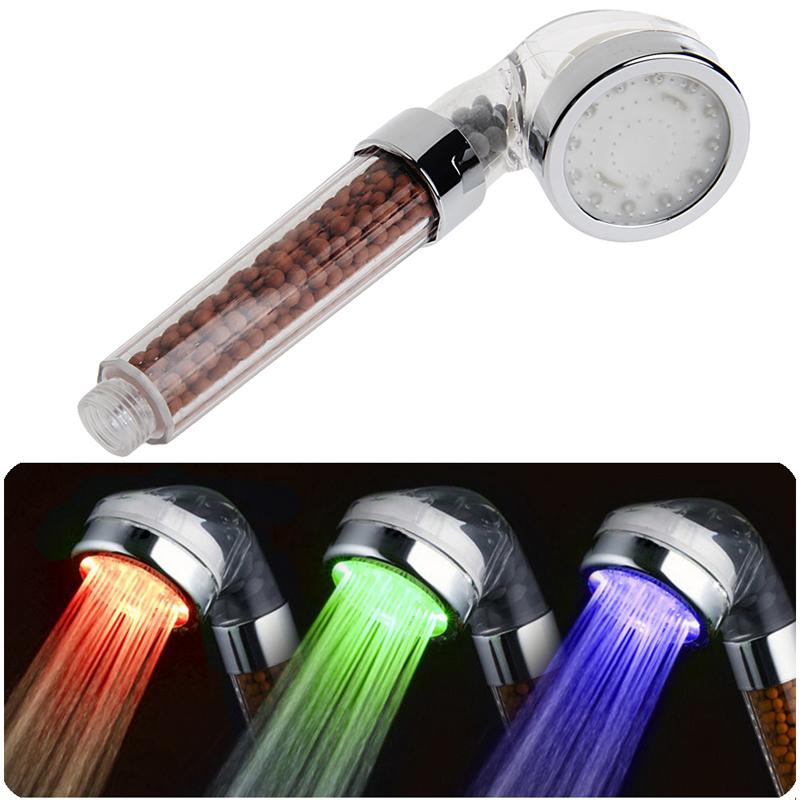 

3 Color Changing Shower Head LED Temperature Control Water Glow Light Filter