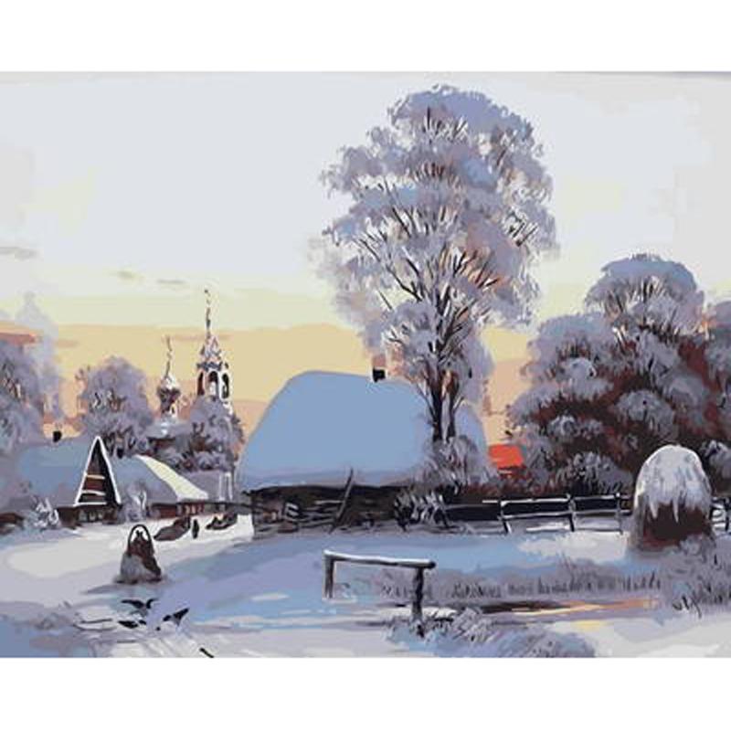 

5d Diy Painting Snow House Village Scenery Needlework Diamond Mosaic Cross Stitch Kits Embroidery Home Decor Craft Sale Kit