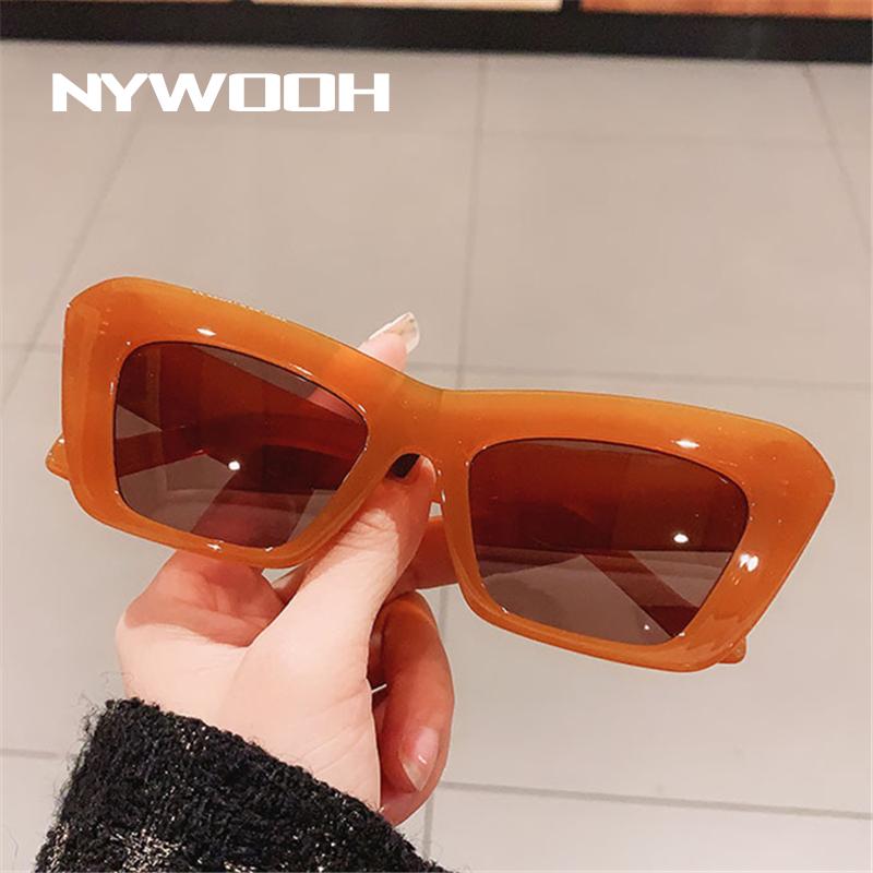 

Sunglasses NYWOOH Fashinable Women Cat Eye Sun Glasses Trending Jelly Color Eyewear Vintage Triangle Sunglass Brand Design