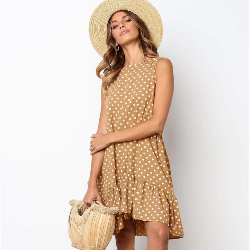 

sleeveless polka dot dress women big size summer beach party dress vestidos de festa loose casual club dresses robe femme, Black;gray