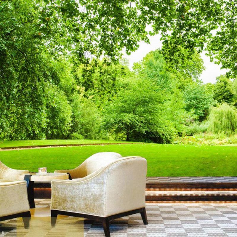 

Dropship Custom Living Room Posters Wallpaper Green Forest TV Background Wall Warm Pastoral Landscape Painting Wallpaper Mural1, As pic