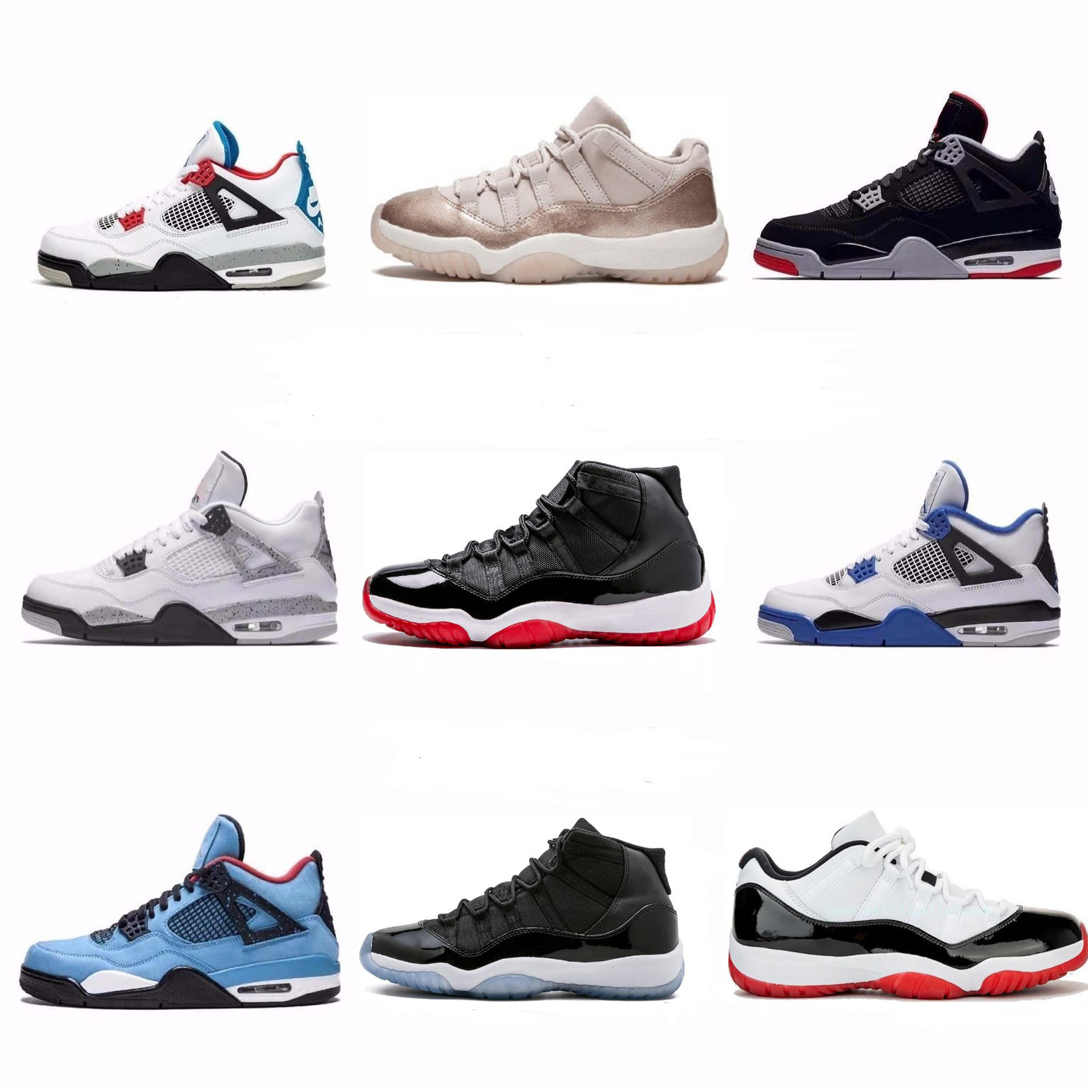 

Men Women 4s IV bred Tattoo Basketball Shoes Cactus Jack White Cement Game Royal Motor 11s Sport Sneakers Designer Shoes, Box gife