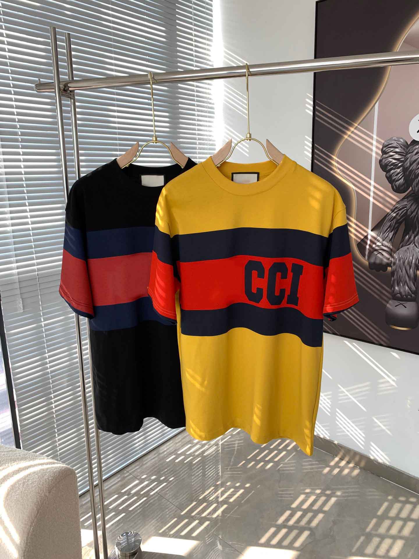 

2021 Men's and women's T-shirt splicing printing short sleeve early spring double strand fine cotton fabric digital printing process e2xcs27, Black;brown