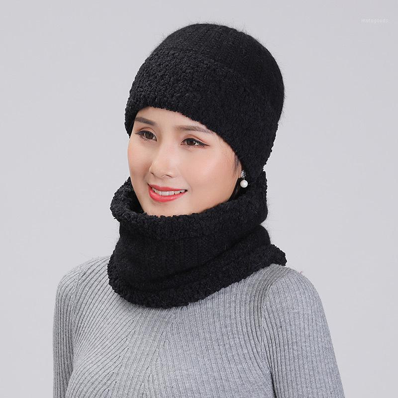 

Winter Women's Hat and Ring Scarf Set Women Classic plus Thick Winter Warm Hats Scarves Female Kitted Thicken hat and Scarf1