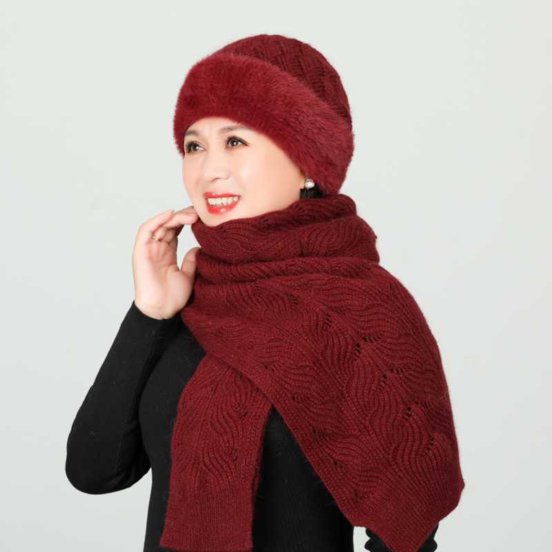 

Fashion Hat Scarf Set For Female Women Wool Knitted Caps Scarf Set Hats And Scarves Sets Windproof Warm Winter Hats New, Gray