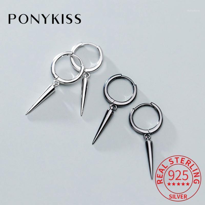 

PONYKISS Punk 100% 925 Sterling Silver Chic Cone Geometric Hoop Earrings Unisex Fashion Earrings Party Delicate Accessory Gift1