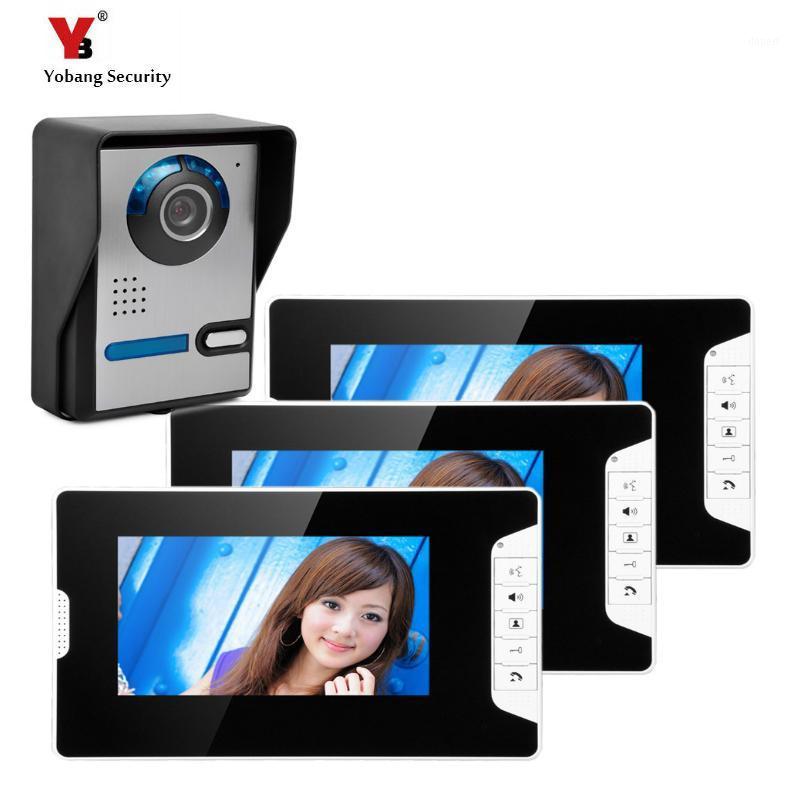 

Yobang Security Freeshipping 7 "Video Color three Monitor Kit The Door bell Phone video intercom Doorbell Night Vision Camera1