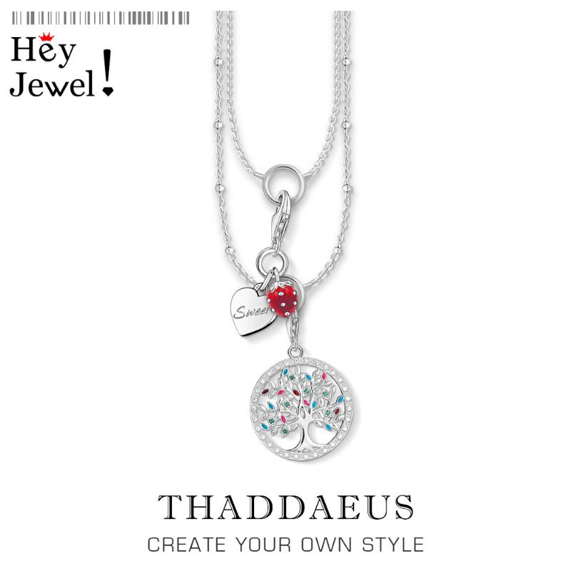 

Charm Necklace Sweet Heart Strawberry & Tree,2020 Spring Fashion Jewelry Europe 925 Sterling Silver Romantic Gift For Women