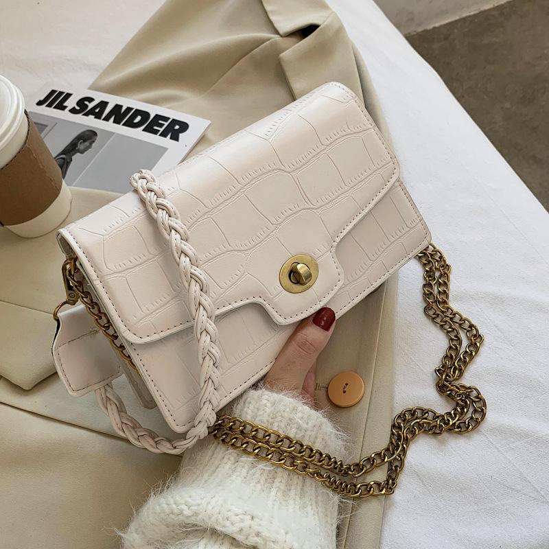 

2021 New Trendy Brand Designer Fashion Ladies Shoulder Bag Texture Messenger Bag High Quality Retro PU Small Square Female, Black