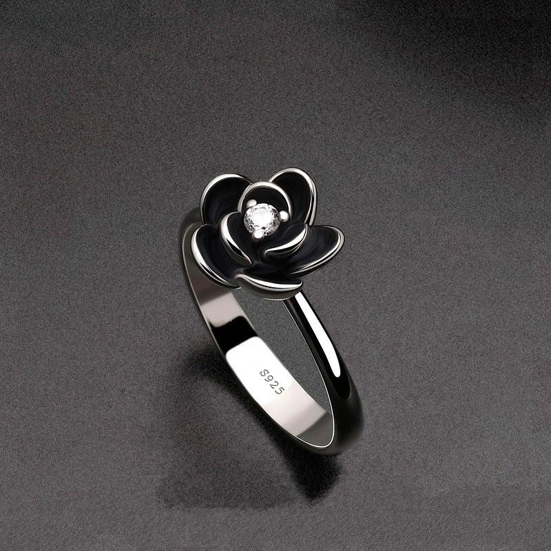 

ZHOUYANG Rings For Women New Rose Flower Cubic Zirconia Black Gold Color Wedding Engagement Party Gift Fashion Jewelry KBR478