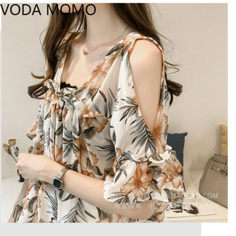 

plus size women blouse shirt women tops and blouse chiffon print summer tops blusa feminina short sleeve off shoulder, Green
