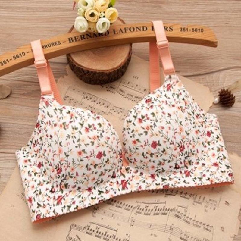 

Sexy Bras for Women Pink Print Lingerie Seamless 3/4 Cup Bra Push Up Bralette Wireless Brassiere Female Underwear Intimates, Dc01