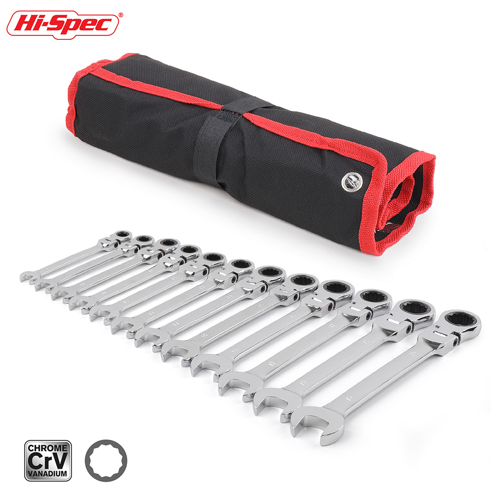 

Hi-Spec 8-19MM 12pc Flexible Combination Wrench Set Ratchet Wrench Torque Spanner A Set of Keys Torquimetro Chave Catraca