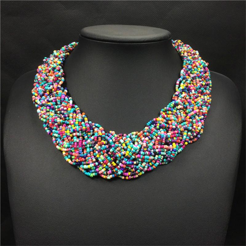 

Acrylic Beads Bohemian Necklace Women Fashion Strand Handmade Wide Choker Necklaces Boho Jewelry Collares De Acrilico