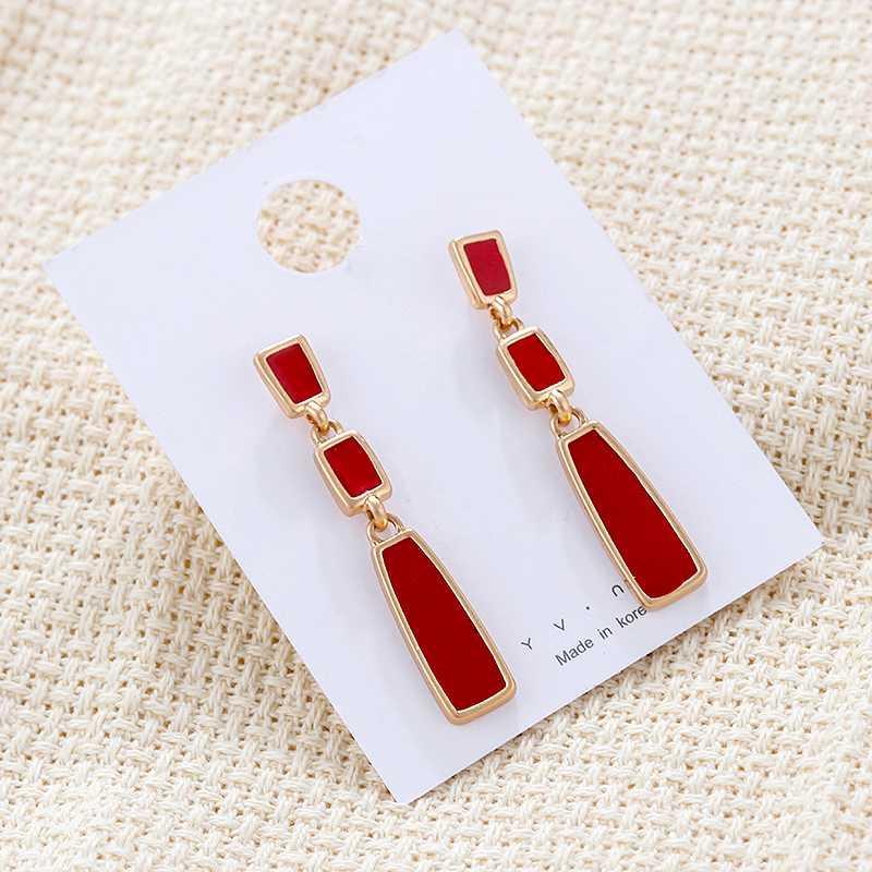 

Dangle & Chandelier AMORCOME Classic Vintage Wine Red Long Drop Earrings Simple Geometric Bar Enamel Glaze Bridal Wedding Party Jewelry1